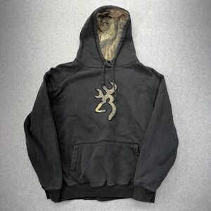 Browning‎ Casual Sportswear Hoodie Sweatshirt M/M Black Camo Lined Pouch Pocket